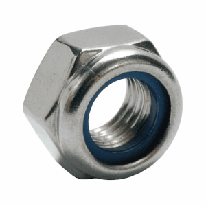 M3 Lock Nut - a hexagonal metal nut with a nylon insert for self-locking