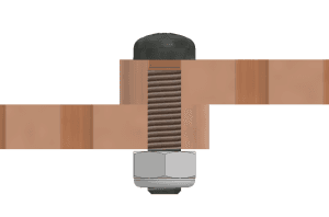 M3 Lock Nut assembled into a wooden linkage strip showing how it connects two links